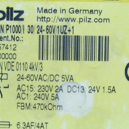 Pilz 657412 ZTN/P1000/I30/24-60V/1UZ+1 / Neuwertig