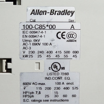 Allen-Bradley 100S-C85KL14BC / 100-C85*00 Safety Contactor