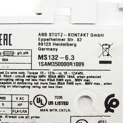 ABB MS132-6.3 1SAM350000R1009 Motorschutzschalter