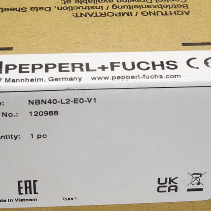 Pepperl+Fuchs Induktiver Sensor NBN40-L2-E0-V1 120988 / Neu OVP