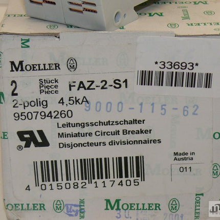 NEU 2 Stück Moeller FAZ-2-S1 Leitstungsschutzschalter 950794260