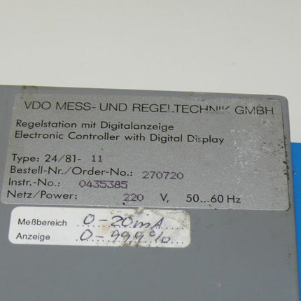 VDO Mess & Regeltechnik  Typ: 24/81-11 Regelstation m. Digitalanzeige 220V