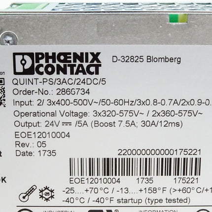 Phoenix Contact 2866734 QUINT-PS/3AC/24DC/ 5 Stromversorgung