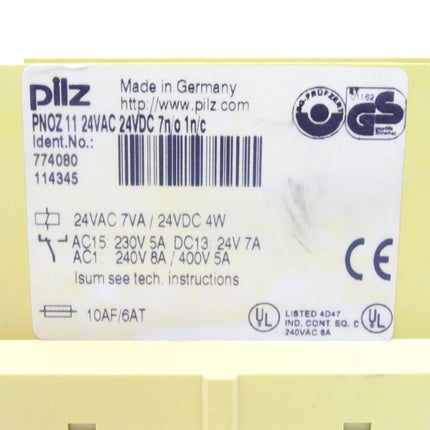 Pilz PNOZ11 24VAC 24VDC 7n/o 1n/c / 774080