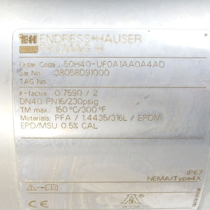 Endress+Hauser Durchflussmessgerät Promag50 50H40-UF0A1AA0A4AD Promag H