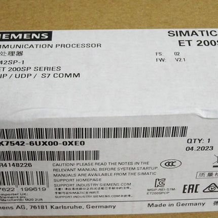 Siemens ET200SPCP CP1542SP-1 6GK7542-6UX00-0XE0 / Neu OVP versiegelt