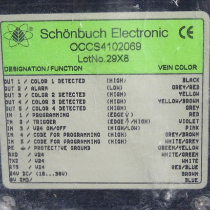 Schönbuch Electronic OCCS OCCS4102069 Color Sensor OPTOR OCCS4102 / Neu OVP