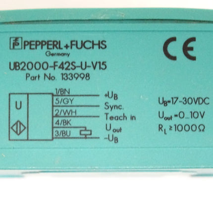 Pepperl+Fuchs Ultraschall-Sensor 133998 UB2000-F42S-U-V15 / Neuwertig