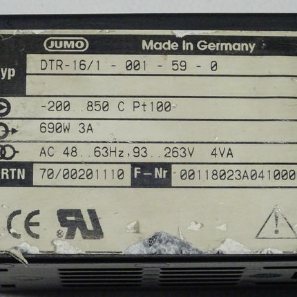 JUMO dTRON16 DTR-16/1-001-59-0 / DTR-16/1 - 001 - 59 - 0 70/00201110 Temperaturregler