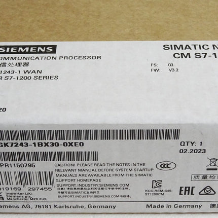 Siemens CM S7-1200 CP1243-1 WAN 6GK7243-1BX30-0XE0 / Neu OVP versiegelt