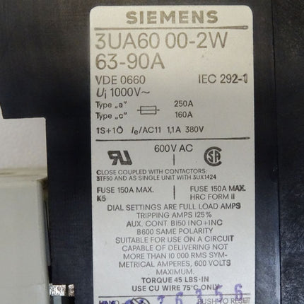 Siemens Motorschutzschalter 3UA6000-2W63-90A /