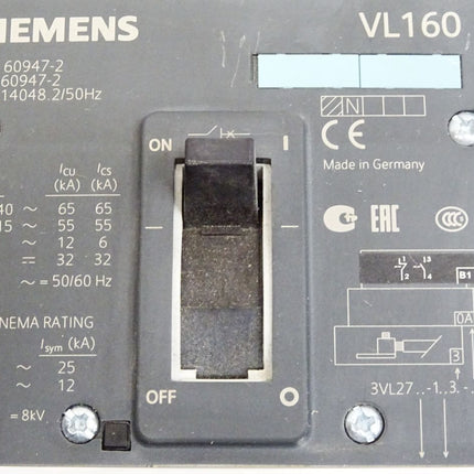 Siemens VL160 Leistungsschalter mit Überstromauslöser 3VL2716-1AA33-0AA0 3VL9216-6SS30