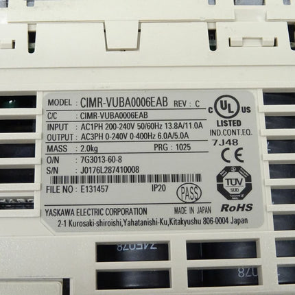 Yaskawa V1000 CIMR-VUBA0006EAB Frequenzumrichter 200V / 1 Phase / 6A / 5A