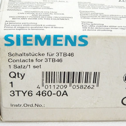 Siemens Schaltstücke für 3TB46 3TY6460-0A / Neu OVP