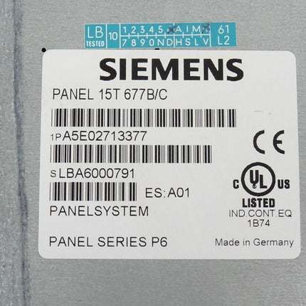 Siemens A5E02713377 Panel 15T 677B/C Display Touch Panel