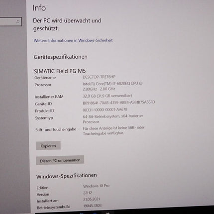 Siemens SIMATIC Field PG M5 Advanced Core i7 32GB 1024GB SSD 6ES7717-1CC06-0BA4