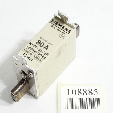 Siemens Sicherung 3NA3824-8B 80A NH00 gL/gG 500VAC 120kA