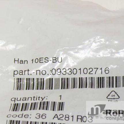 Neu-OVP: Harting 10 ES-BU Buchseneinsatz / 0933301027716/ 09 33 01 02 7716