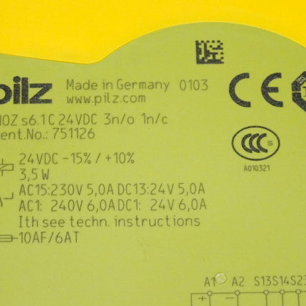 Pilz PNOZ s6.1C 24VDC 3n/o 1n/c / 751126