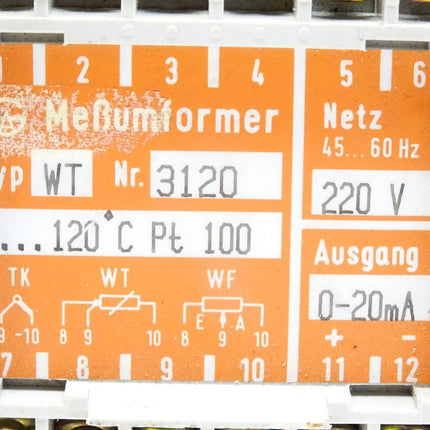 Meßumformer WT 0...120°C Pt100 0...20mA