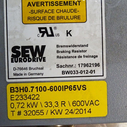 SEW Eurodrive Bremswiderstand BW033-012-01 17962196