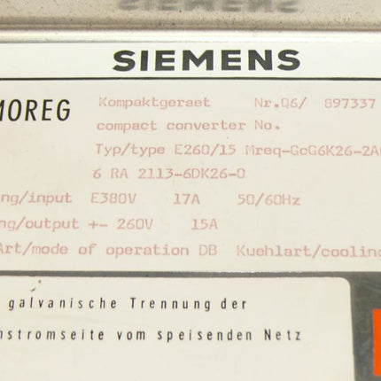 Siemens Simorerg 6RA2113-6DK26-0 Kompaktgerät 6 RA 2113