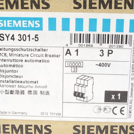 Siemens Leitungsschutzschalter 5SY4301-5 / Neu OVP