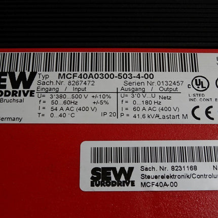 SEW Eurodrive Umrichter 30kW MCF40A0300-503-4-00 8267472 Powerunit MDX60A0300-503-4-00 8227152  Controlunit MCF40A-00