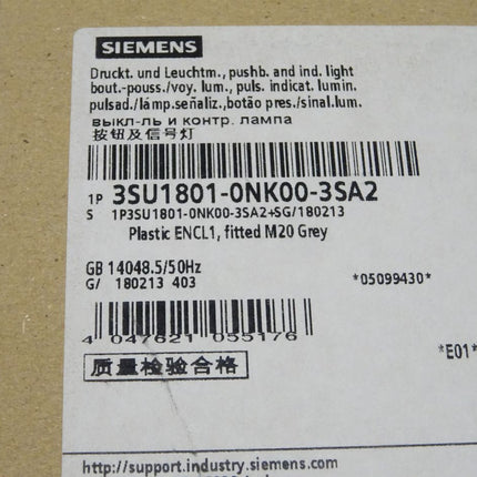 Siemens 3SU1801-0NK00-3SA2 NOT-Aus Schalter 3SU1 801-0NK00-3SA2 neu-OVP