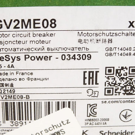 Schneider Electric GV2ME08 702149 Motorschutzschalter / Neu OVP