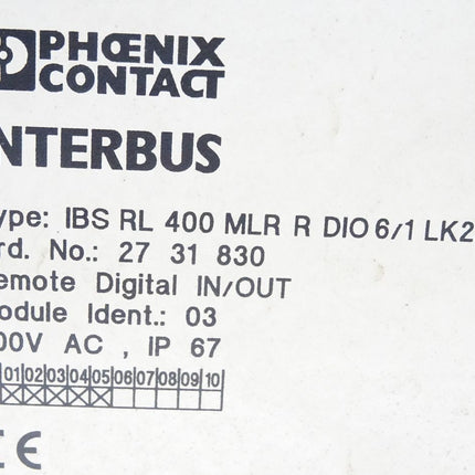 Phoenix Contact Wendelast-Motorschalter Interbus IBS RL 400 MLR R DIO 6/1 LK2MBD 2731830