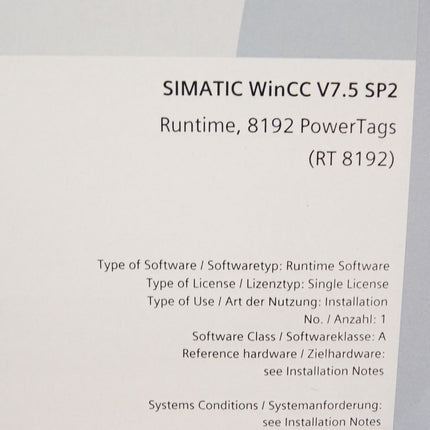 Siemens WinCC Systemsoftware V7.5 SP2 RT 8192 6AV6381-2BH07-5AX0 6AV6 381-2BH07-5AX0 / Neu OVP