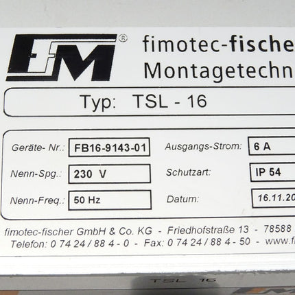 FFM Fimotec-Fischer TSL-16 / 90.0110.52 / Phasenanschnittsteuergerät für Schwingförderer