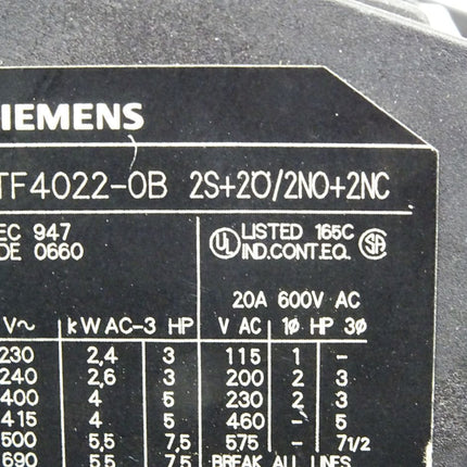 Siemens 3TF4022-0B Schütz