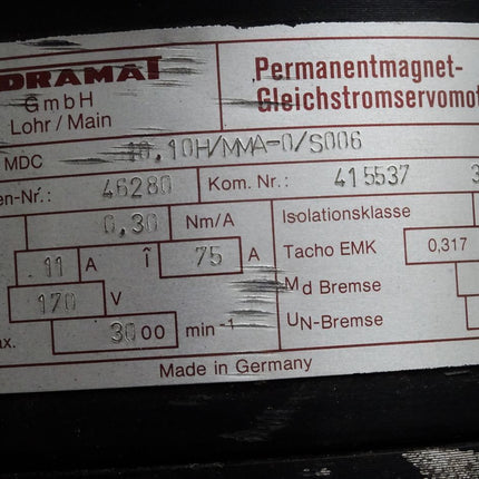 Indramat Permanentmagnet-Gleichstromservomotor MDC10.10H / MMA-0 / S006 3000min-1