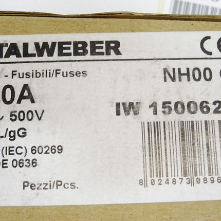 Italweber Sicherungen 1500620 NH00 20A 500VAC gL/gG Inhalt : 3 Stück / Neu OVP