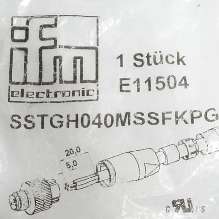 Ifm electronic SSTGH040MSSFKPG Konfektionierbarer Stecker / Neu OVP