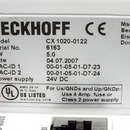 Beckhoff CPU-Grundmodul CX1020-0122 CX1020-N010 CX1020-N000