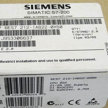 Siemens S7-200 6ES7212-1AB22-0XB0 6ES7 212-1AB22-0XB0 Neu OVP versiegelt