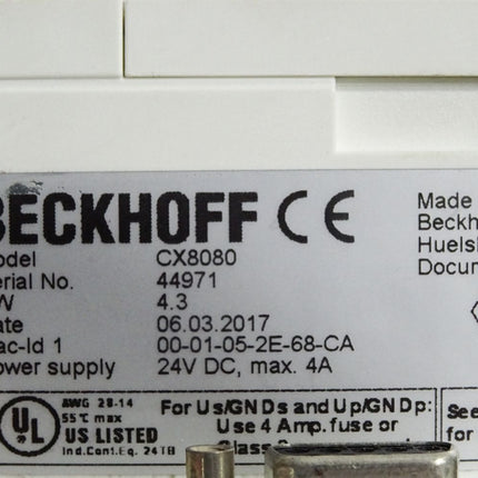 Beckhoff CX8080 Embedded-PC mit RS232/RS485 mit SD Karte und Windows Lizenz