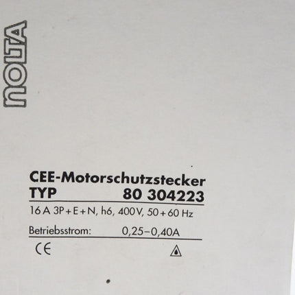 Nolta CEE-Motorschutzstecker 80304223 0.25A-0.40A / Neu OVP