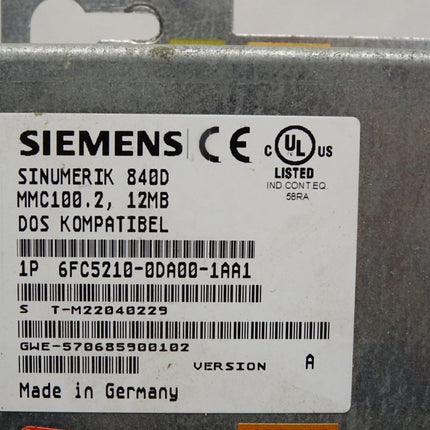 Siemens Sinumerik 840D MMC100.2 12MB 6FC5210-0DA00-1AA1 Version A