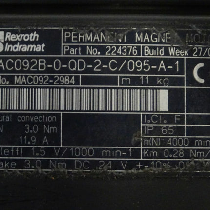 Indramat MAC092B-0-QD-2-C/095-A-1 / 224376 Servomotor