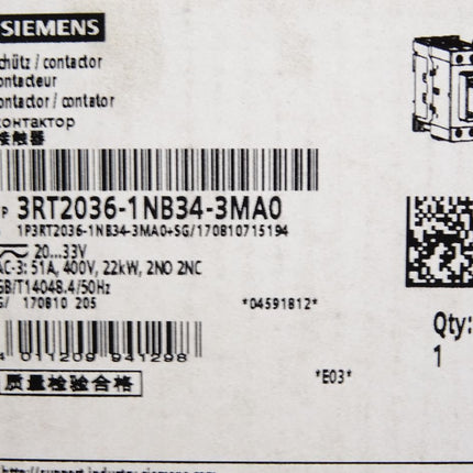 Siemens Schütz 3RT2036-1NB34-3MA0 / Neu OVP