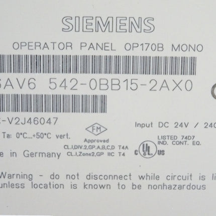 Siemens OP170B Panel Mono 6AV6542-0BB15-2AX0 6AV6 542-0BB15-2AX0