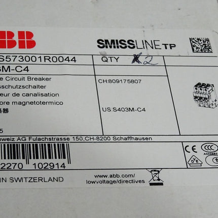 ABB SmissLine S403M-C4 S403 M C4 2CCS573001R0044 / Inhalt : 2 Stück  / Neu OVP