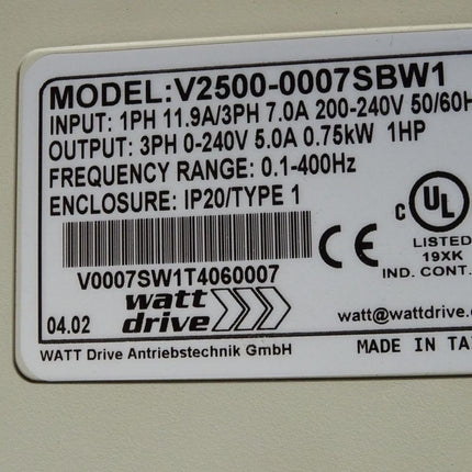 Watt Drive V2500 OPTI-Line V2500-0007SBW1 0.75kW Frequenzumrichter