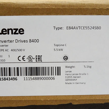 Lenze Inverter Drives 8400 15843496 E84AVTCE5524SB0 5.5kW Neu OVP versiegelt