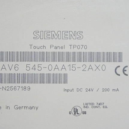 Siemens Backcover Rückschale Panel Touch TP070 6AV6545-0AA15-2AX0 6AV6 545-0AA15-2AX0