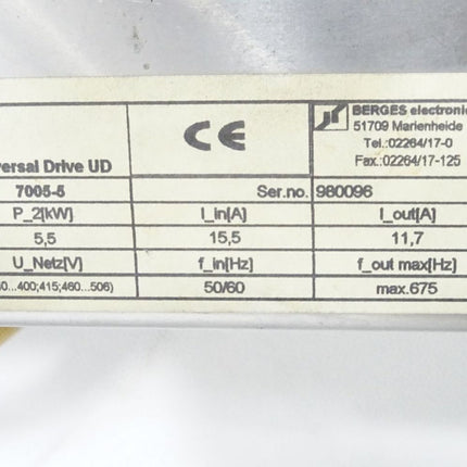 Berges electronic UD 7005-5 UD7005-5 Universal Drive 5.5kW